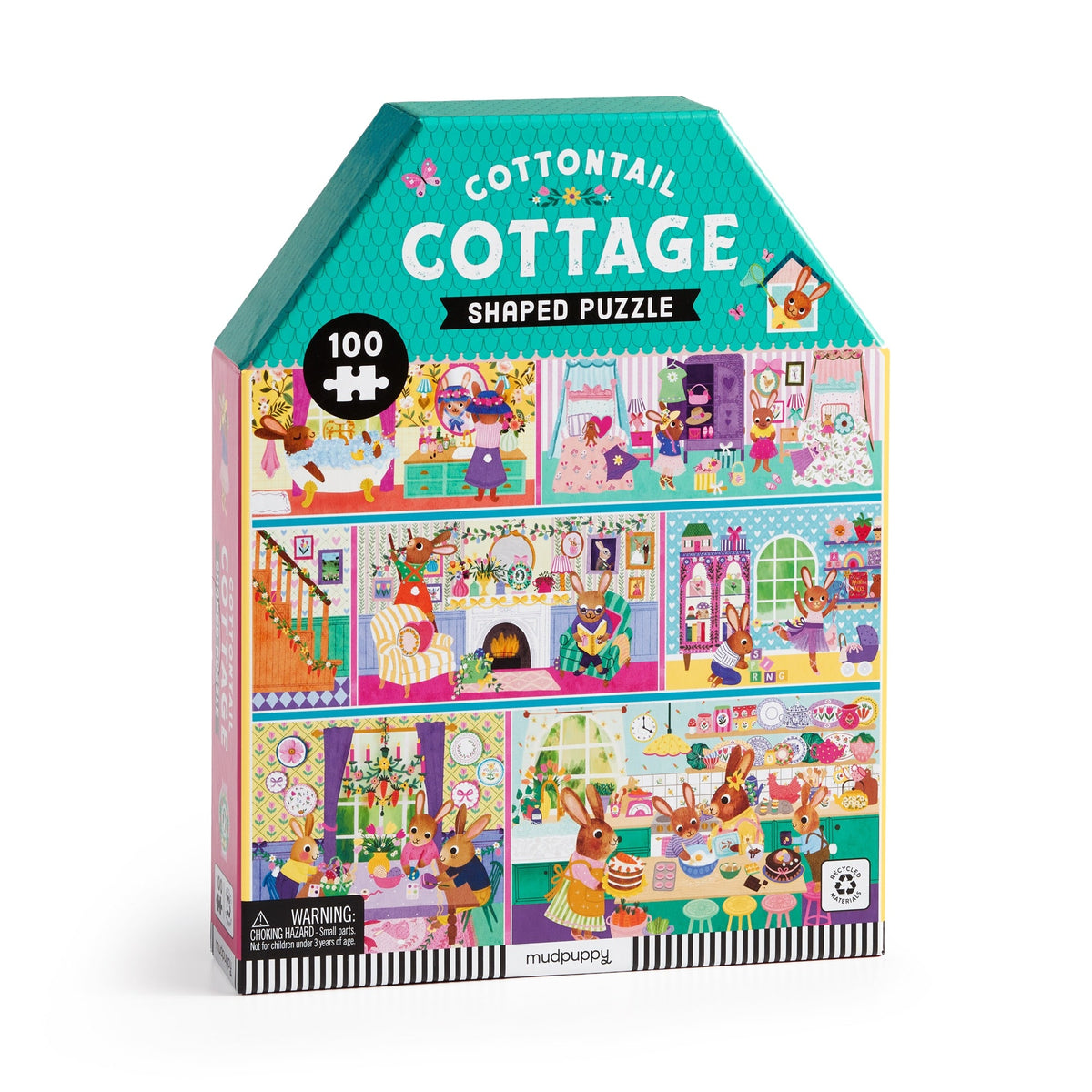 Cottontail Cottage 100 Piece House-shaped Puzzle – Mudpuppy