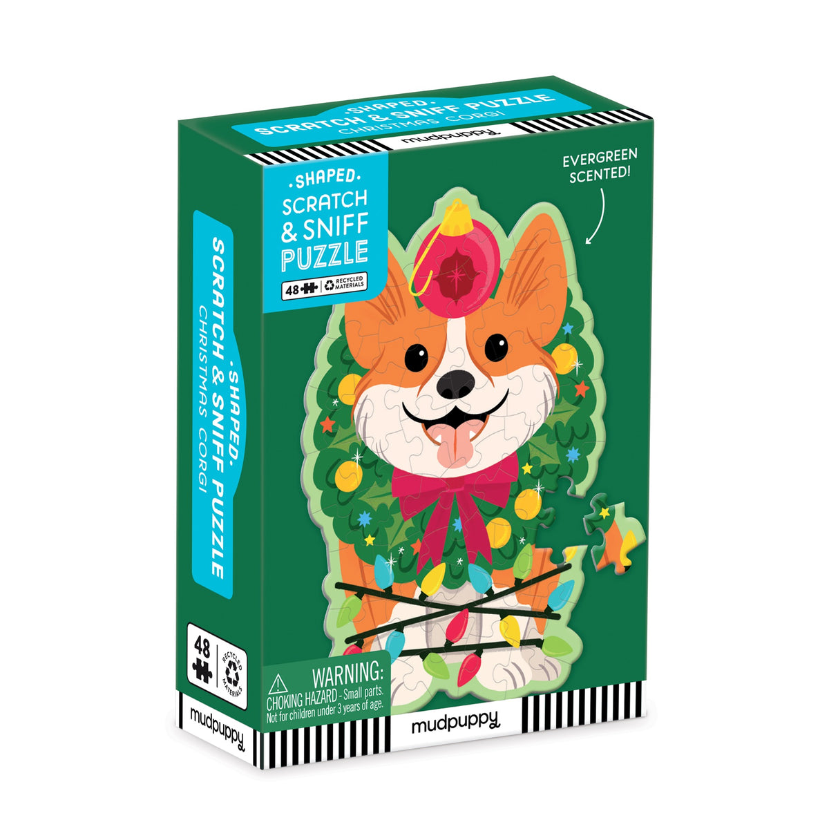 Christmas Corgi 48 Piece Scratch and Sniff Shaped Mini