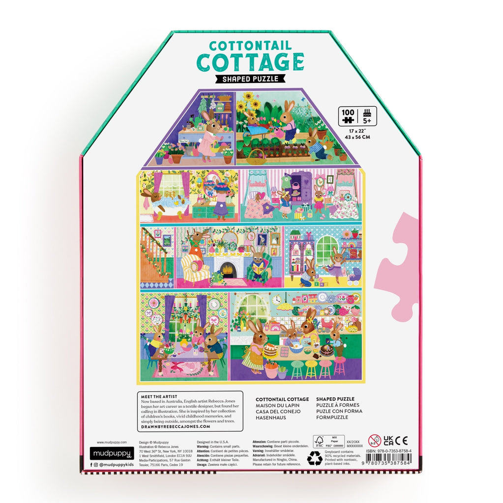 Cottontail Cottage 100 Piece House-shaped Puzzle – Mudpuppy