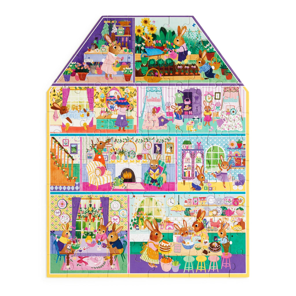 Cottontail Cottage 100 Piece House-shaped Puzzle – Mudpuppy