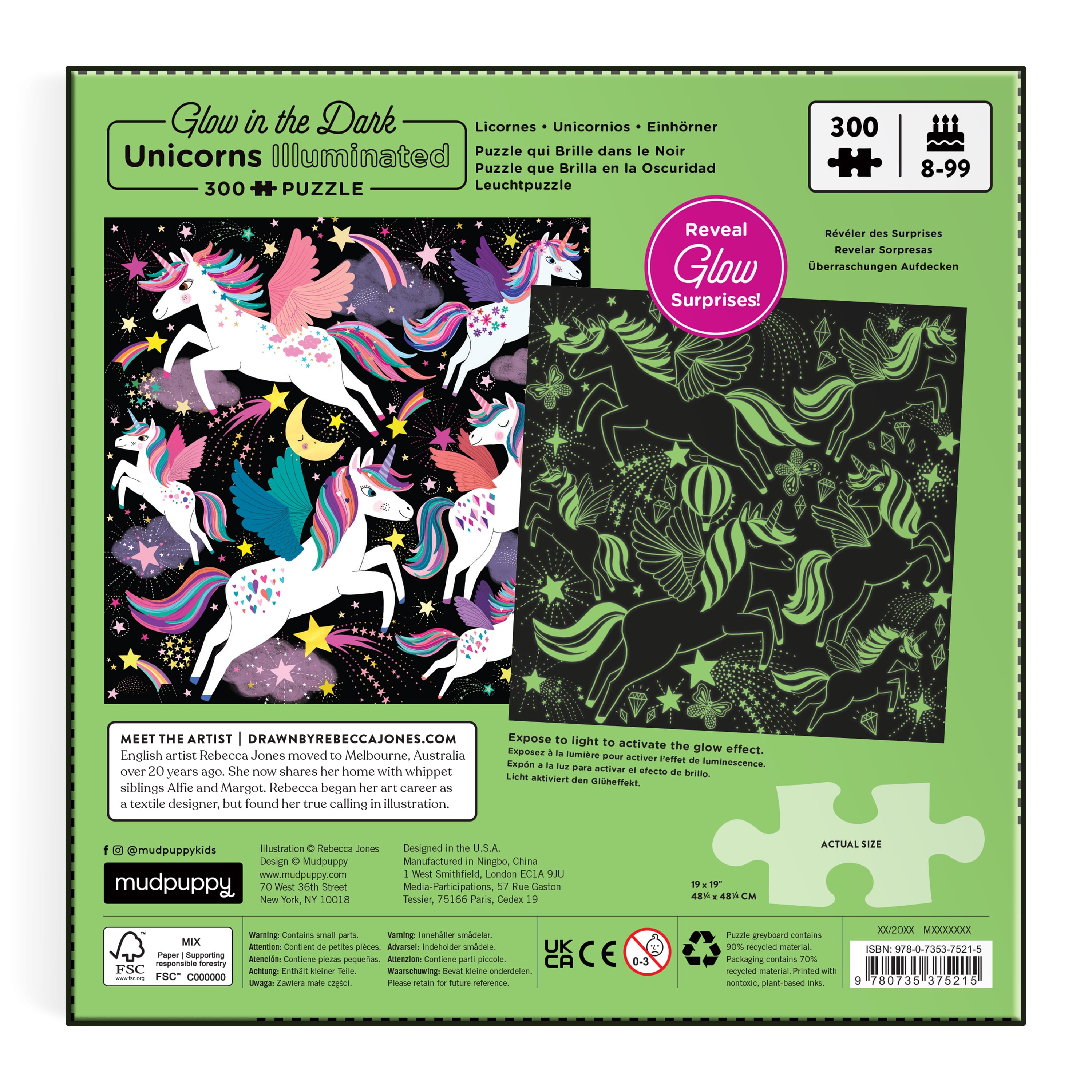 Unicorns Illuminated 300 Piece Glow in the Dark Family Puzzle