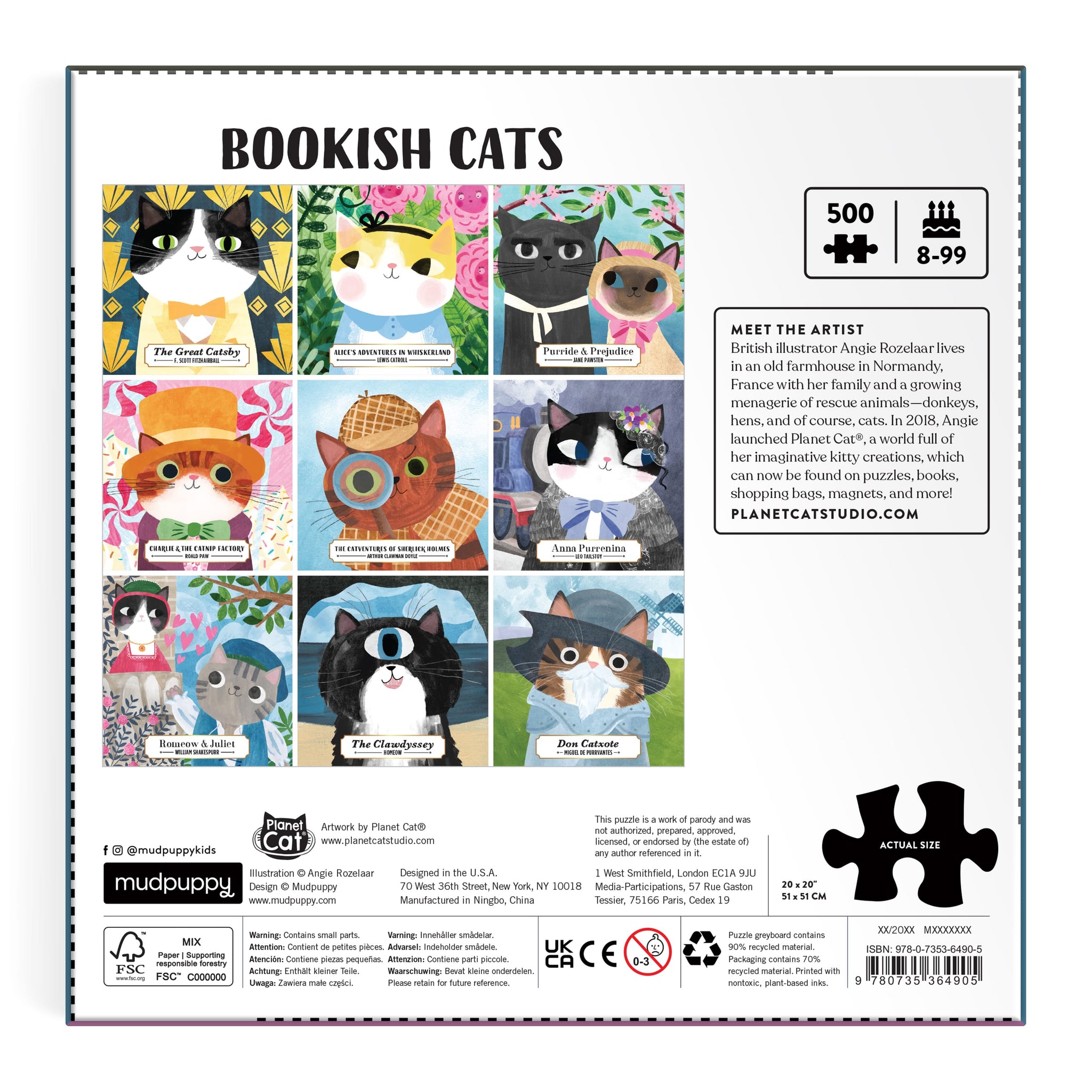 family cats　0728 Bookish Cats 500 Piece Family Puzzle - Mudpuppy