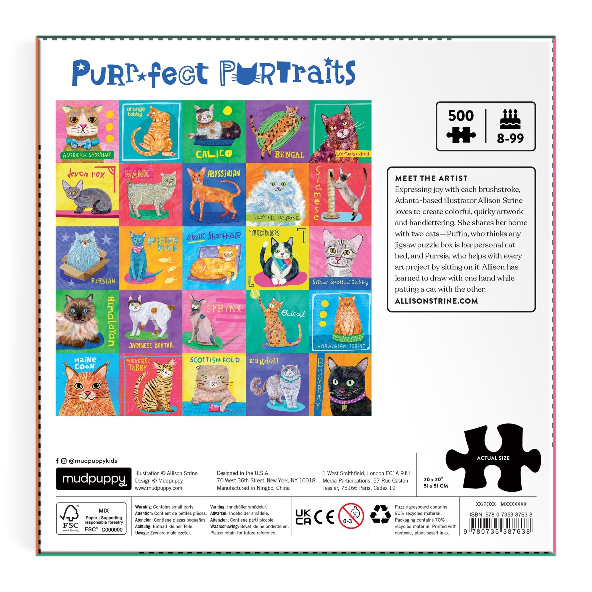 Purr-fect Portraits 500 Piece Family Puzzle – Mudpuppy
