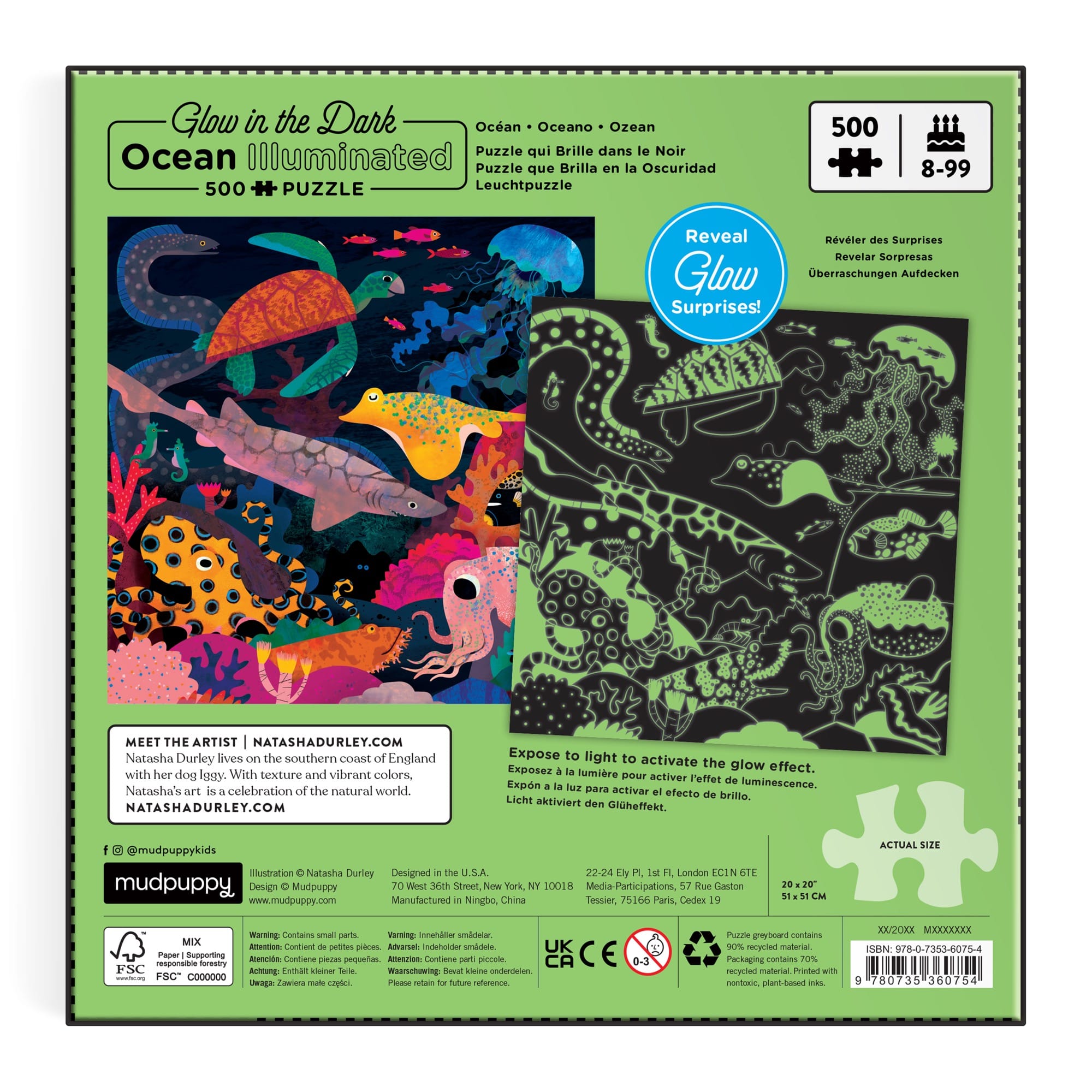 Ocean Illuminated 500 Piece Glow in the Dark Family Puzzle - Mudpuppy