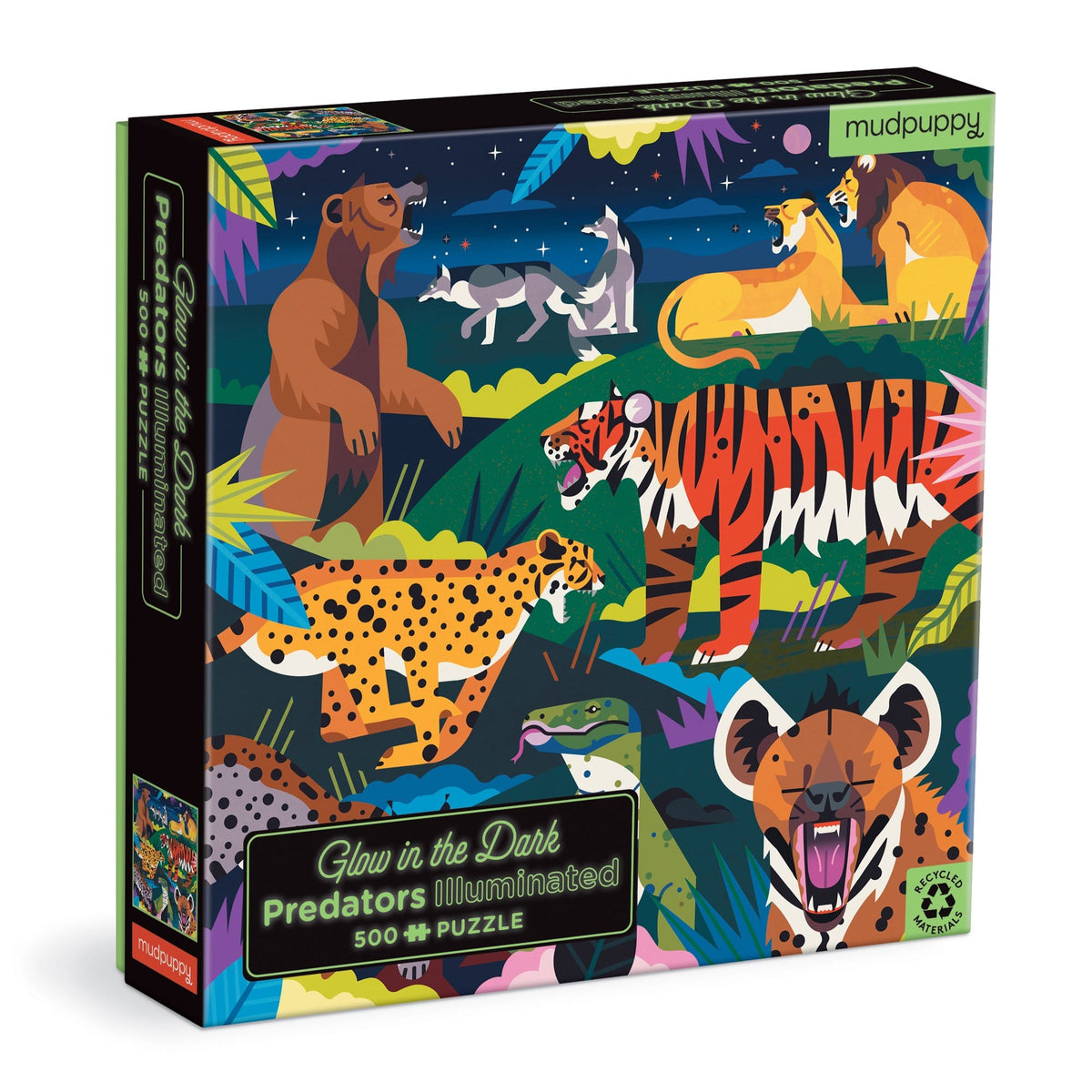Sparkles Predators Predators Illuminated 500 Piece Glow in the Dark Puzzle – Mudpuppy
