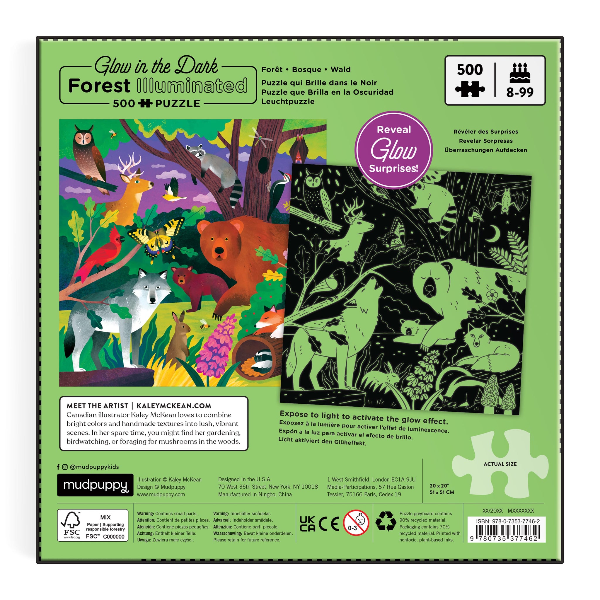 Forest Illuminated 500 Piece Glow in the Dark Puzzle - Mudpuppy