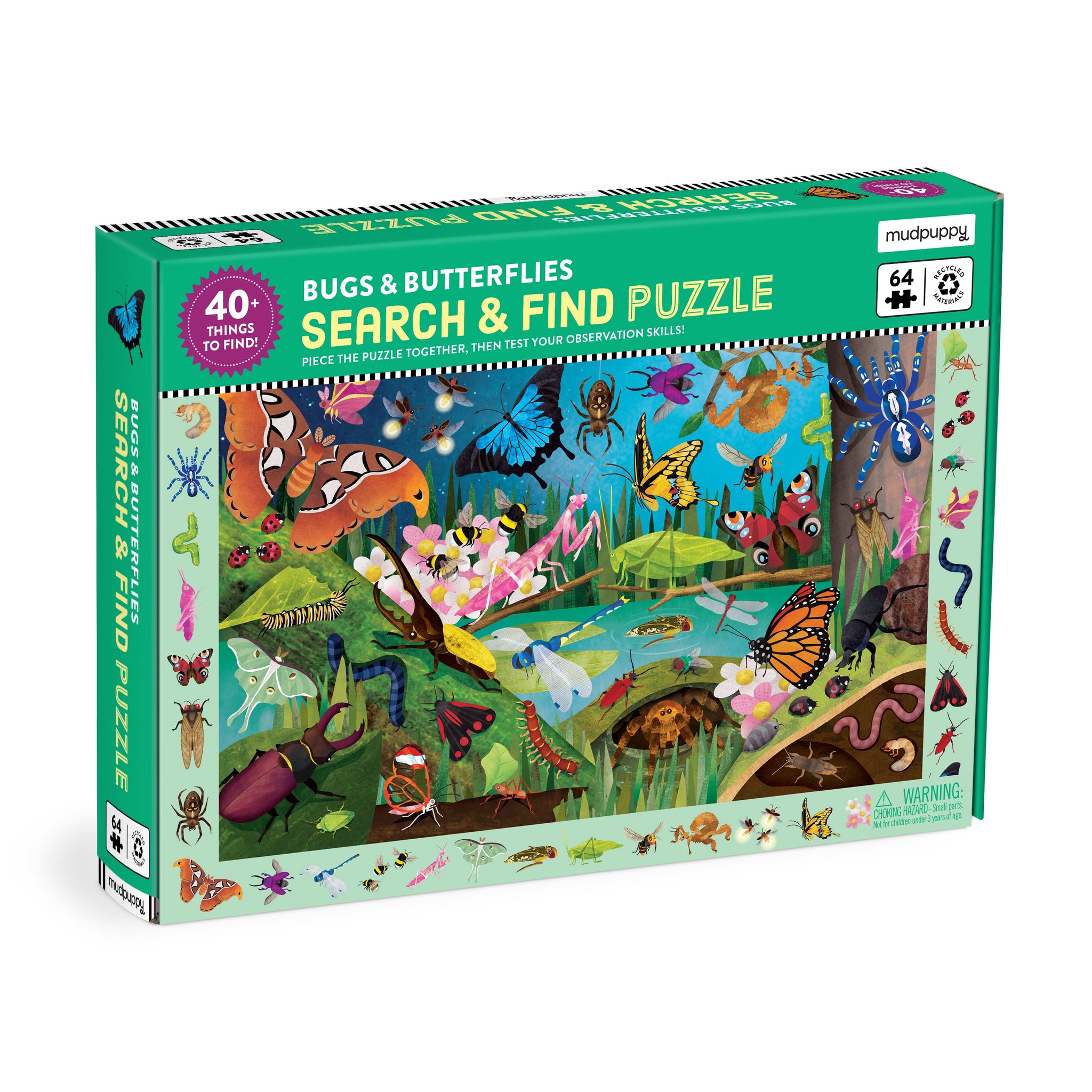 Bugs & Butterflies 64 Piece Search & Find Puzzle - Mudpuppy