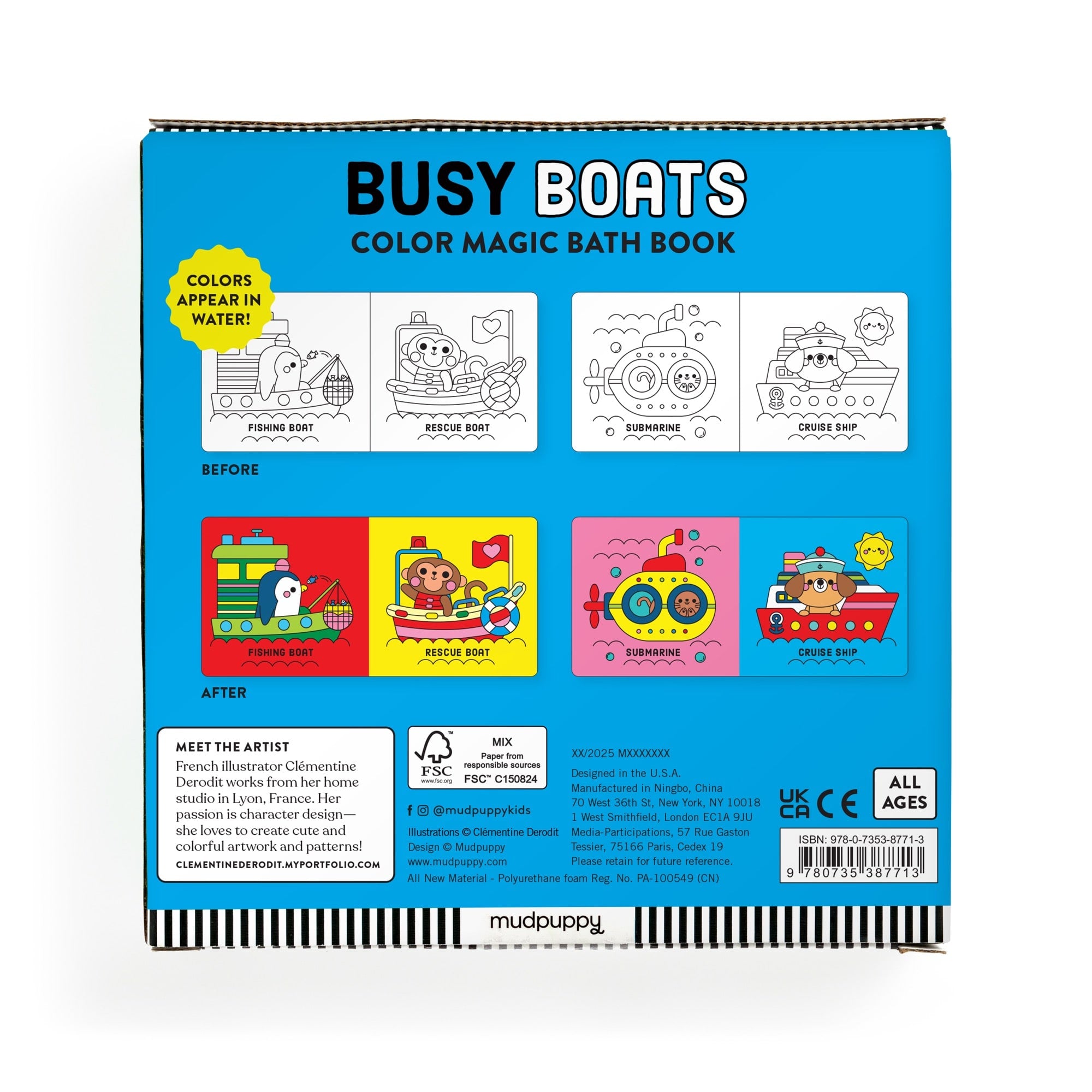 Busy Boats Color Magic Bath Book for Kids – Mudpuppy