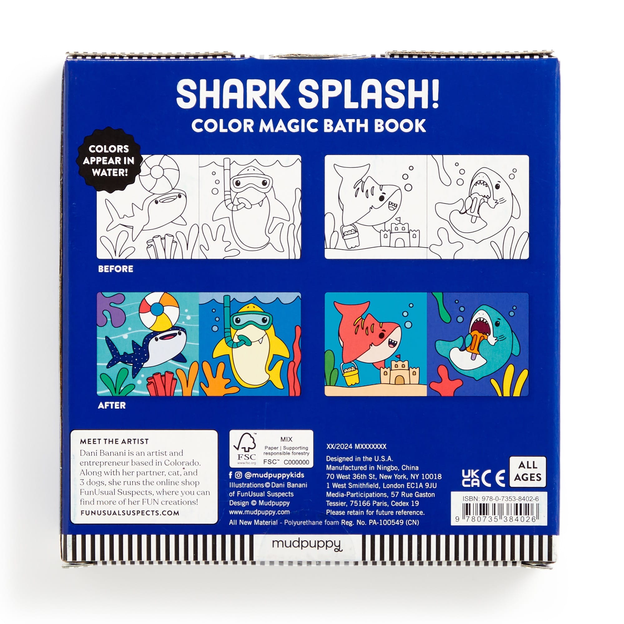Shark Splash! Color Magic Bath Book – Mudpuppy