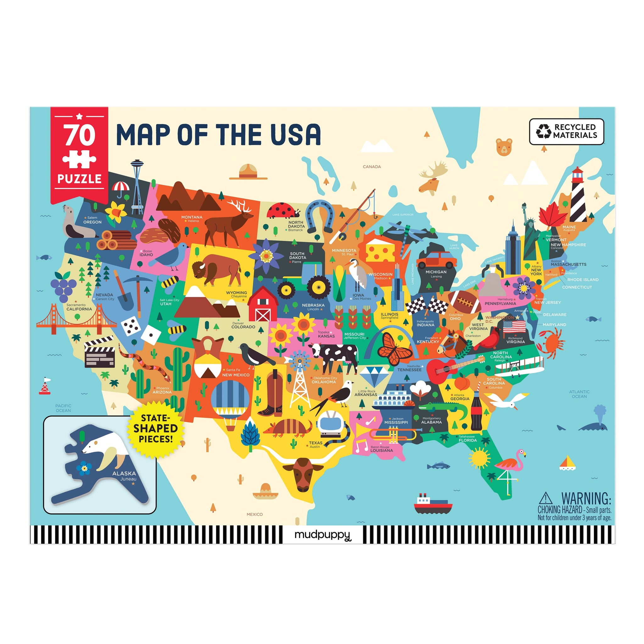Map Of The U.S.A. Geography Puzzle - Mudpuppy
