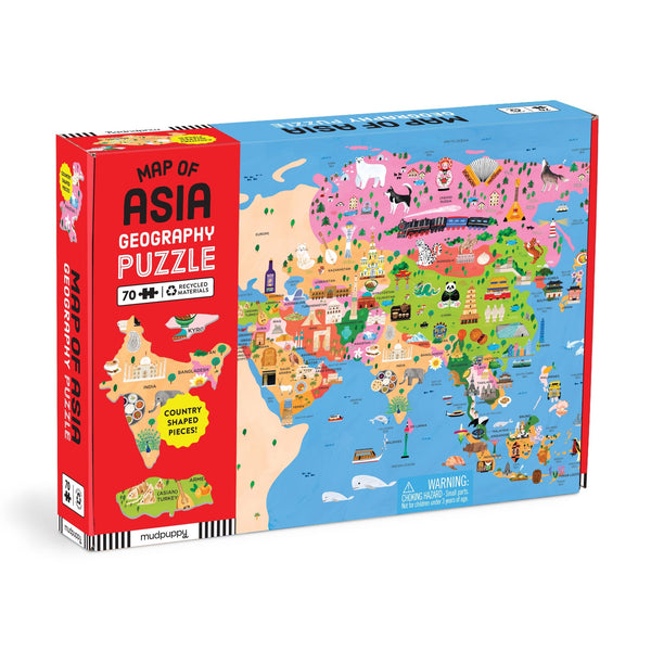 Map of Asia 70 Piece Geography Puzzle – Mudpuppy