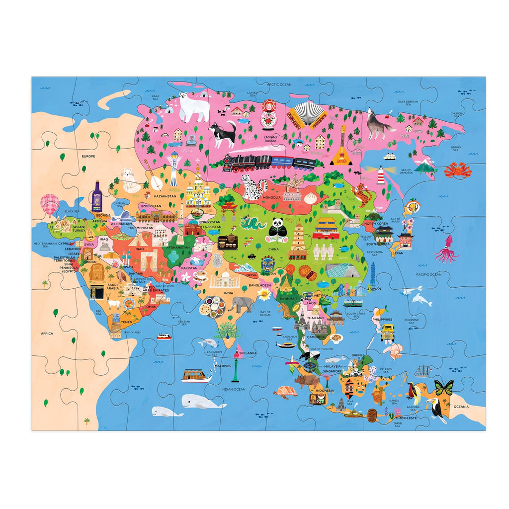 Asia Fun Map Map of Asia 70 Piece Geography Puzzle – Mudpuppy