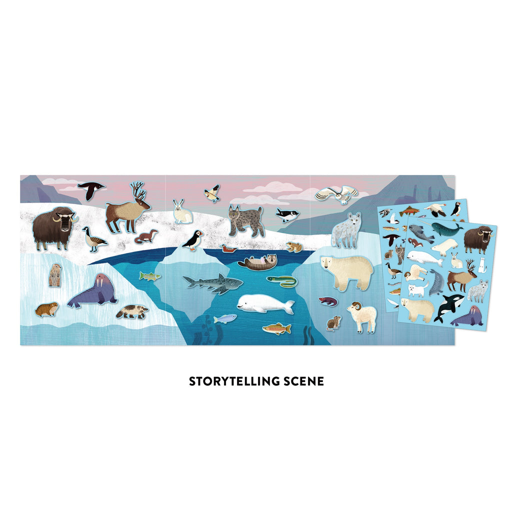 Create icy adventures with the Hannah Abbo Arctic Life Sticker Play Reusable Activity Set! Features an illustrated Arctic scene with animals like polar bears, penguins, and seals, plus two sticker sheets for endless storytelling fun.