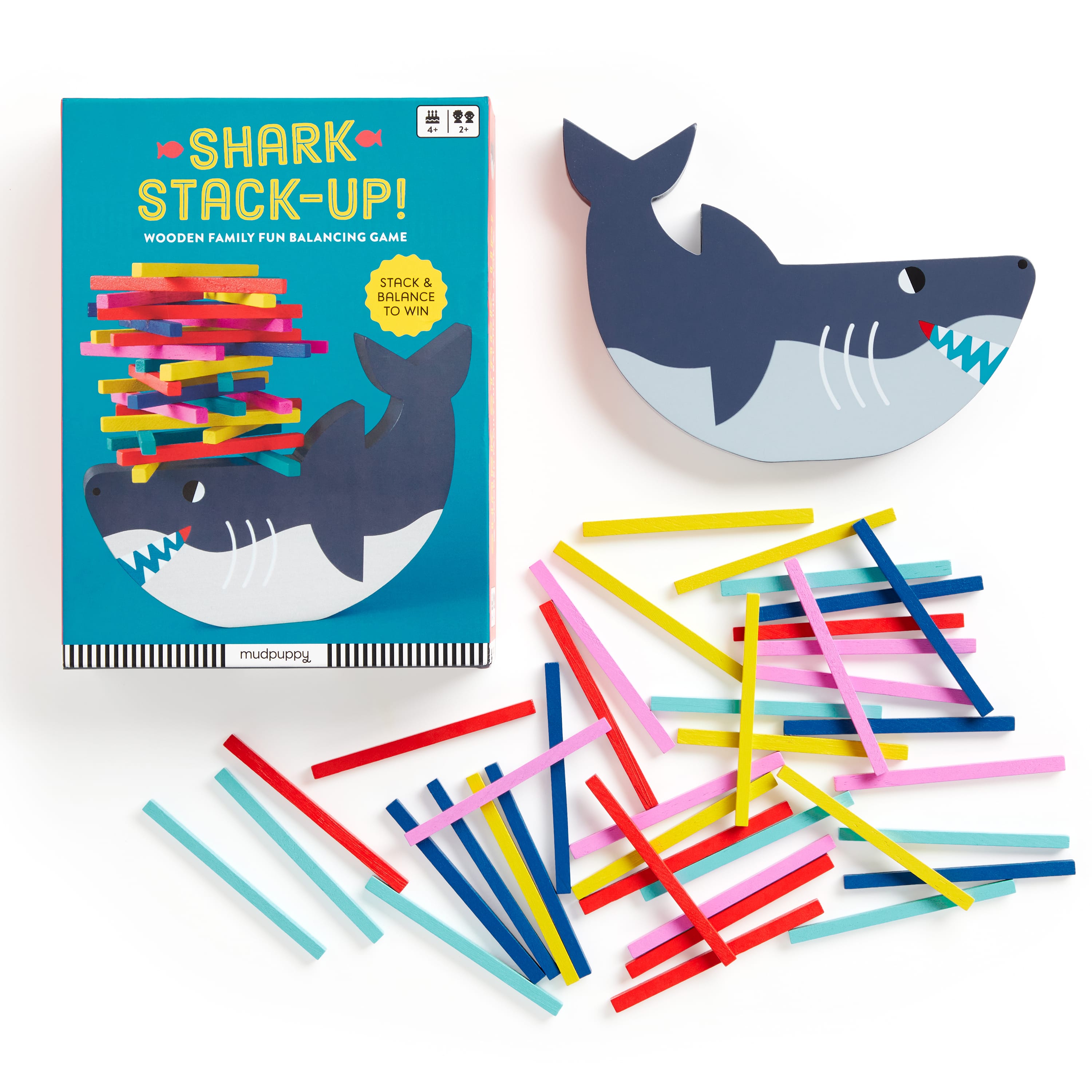 Storks Game Shark Stack-up! Wooden Balancing Game – Mudpuppy