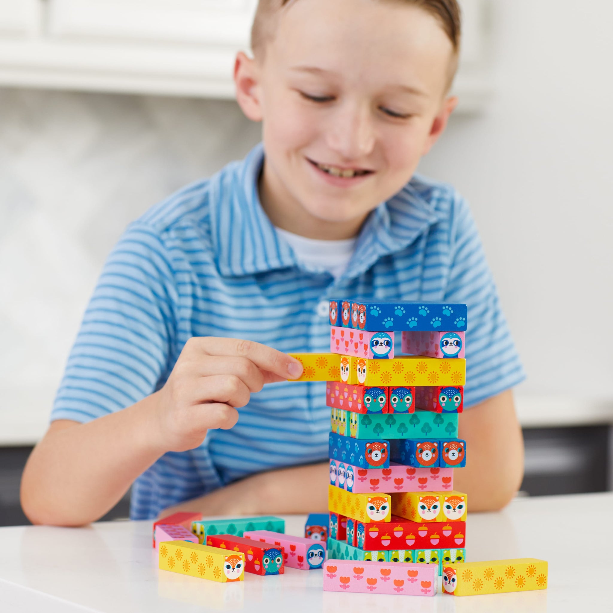 Wild Wobble! Wooden Tumbling Tower – Mudpuppy