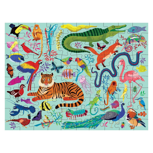 Animal Kingdom 100 Piece Double-Sided Puzzle - Mudpuppy