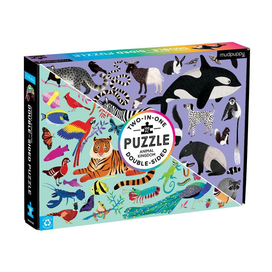 Animal Kingdom 100 Piece Double-Sided Puzzle - Mudpuppy