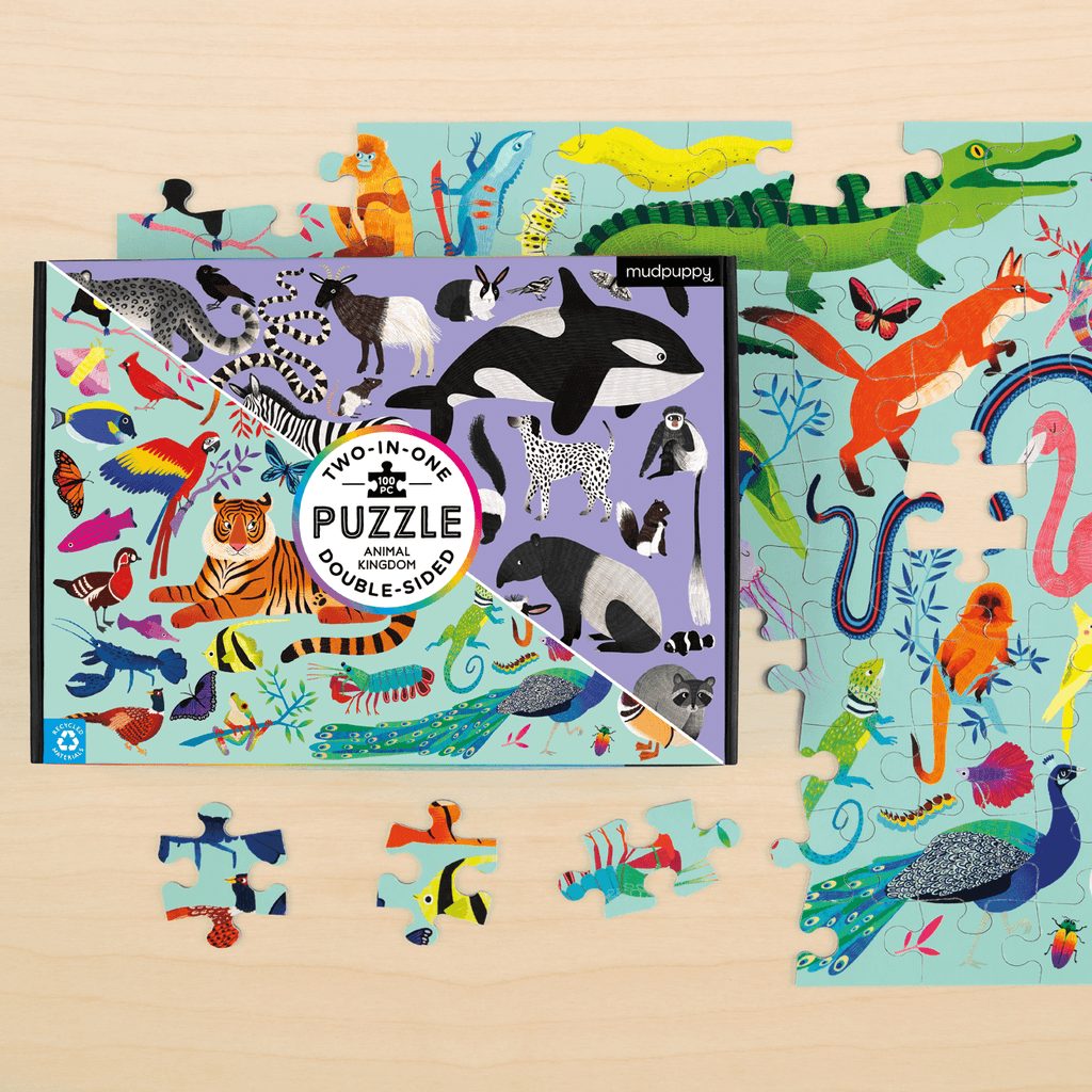 Animal Kingdom 100 Piece Double-Sided Puzzle - Mudpuppy
