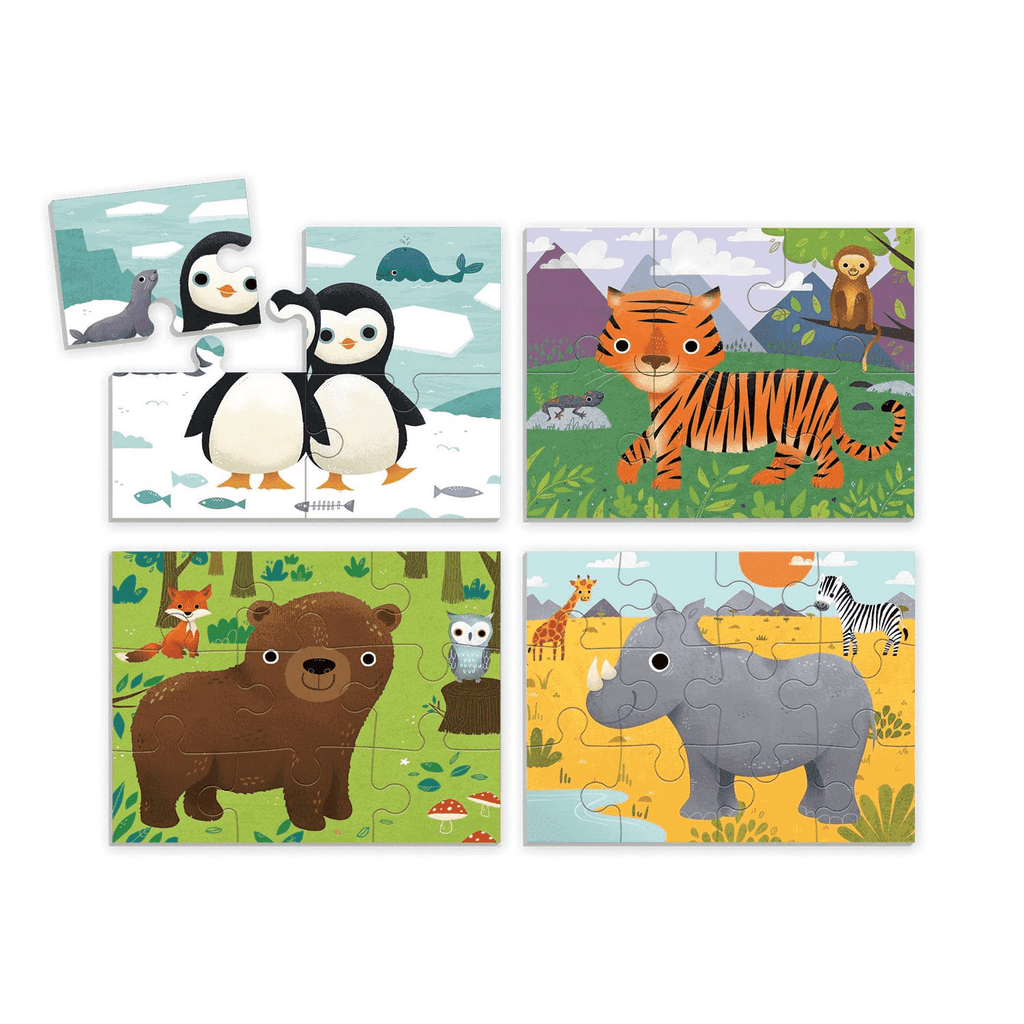 Animals Of The World 4-In-a-Box Progressive Puzzle - Mudpuppy