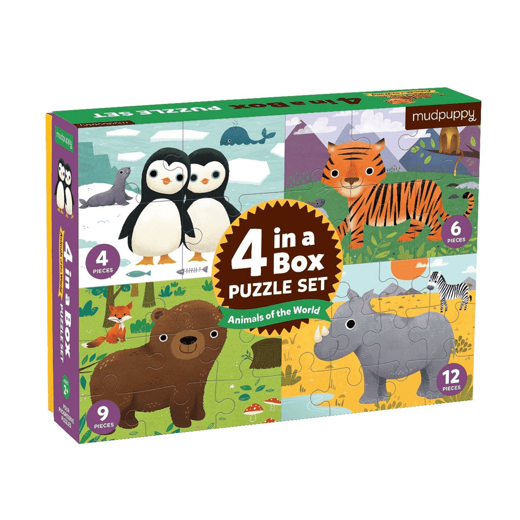 Animals Of The World 4-In-a-Box Progressive Puzzle - Mudpuppy