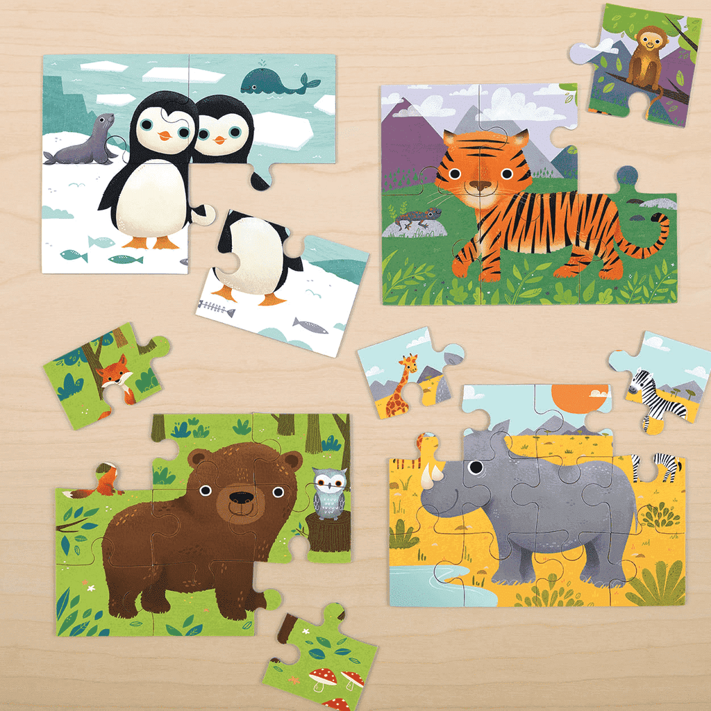 Animals Of The World 4-In-a-Box Progressive Puzzle - Mudpuppy