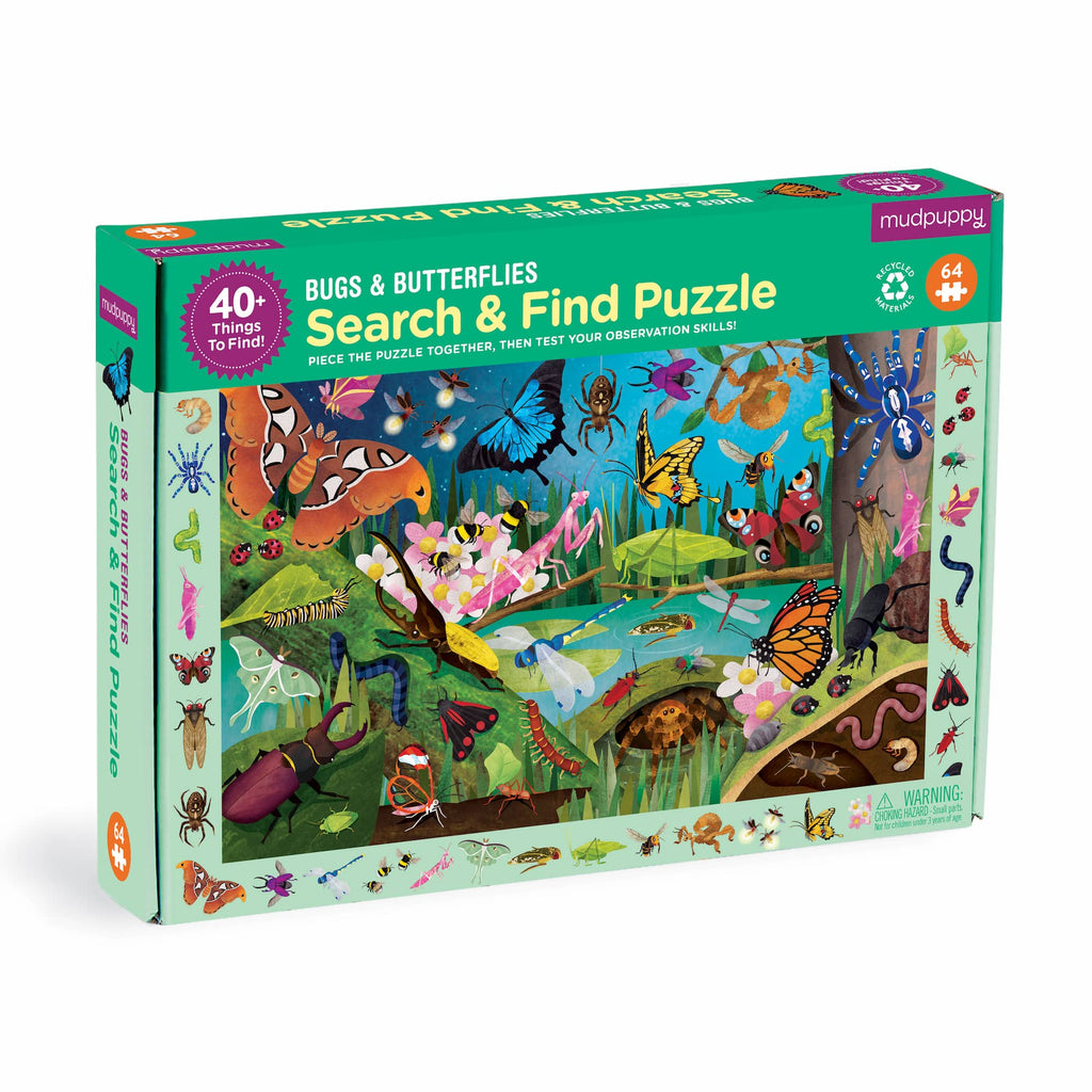 Bugs & Butterflies 64 Piece Search & Find Puzzle - Mudpuppy