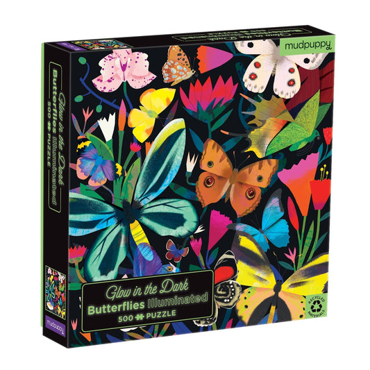 Butterflies Illuminated 500 Piece Glow in the Dark Family Puzzle - Mudpuppy