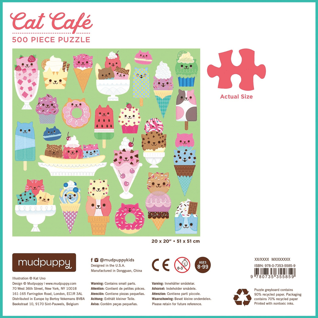 Cat Cafe 500 Piece Family Puzzle - Mudpuppy