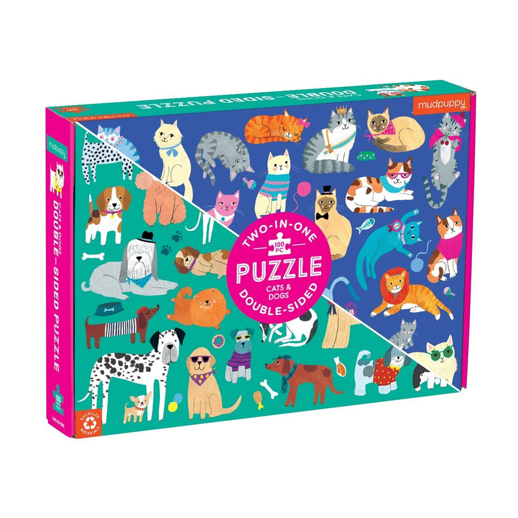 Cats & Dogs 100 Piece Double-Sided Puzzle - Mudpuppy