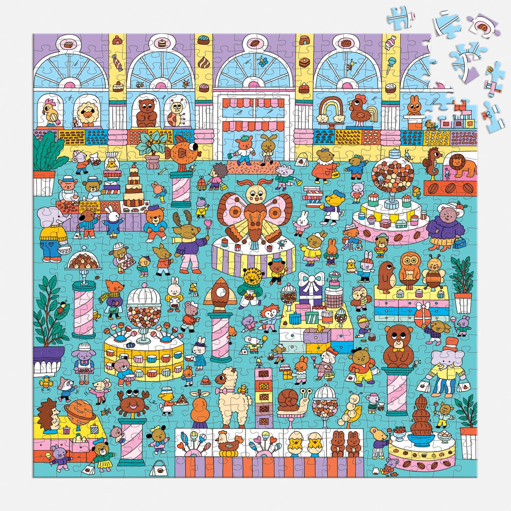 Chocolate Shop 500 Piece Search & Find Family Puzzle - Mudpuppy
