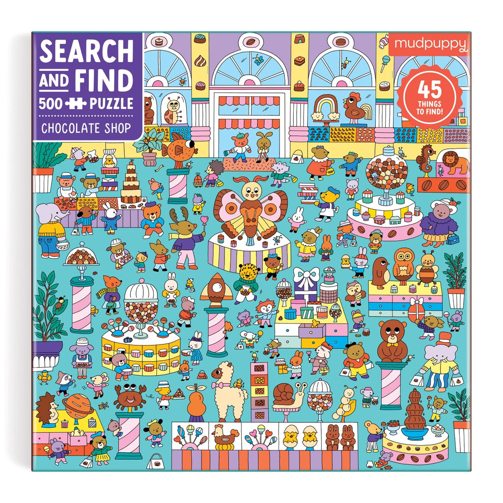 Chocolate Shop 500 Piece Search & Find Family Puzzle - Mudpuppy