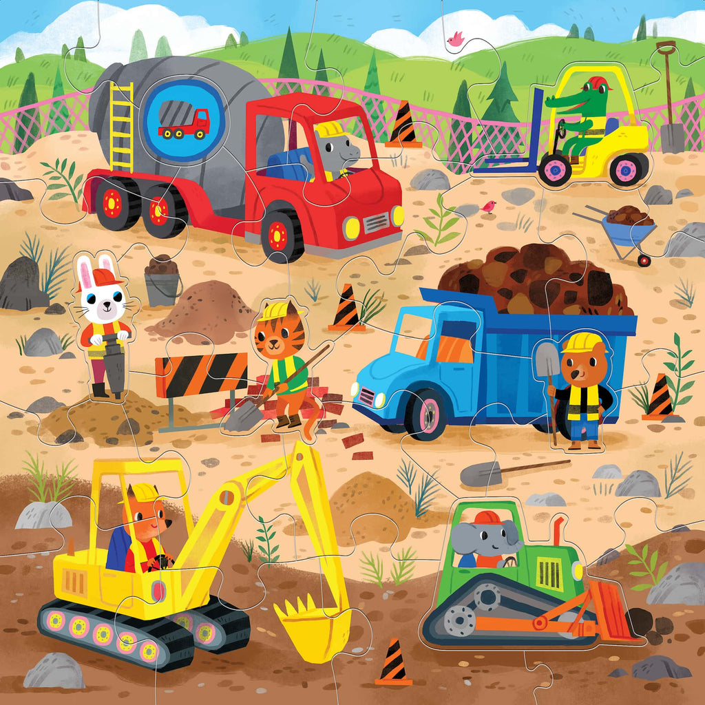 Construction Site 25 Piece Floor Puzzle with Shaped Pieces - Mudpuppy