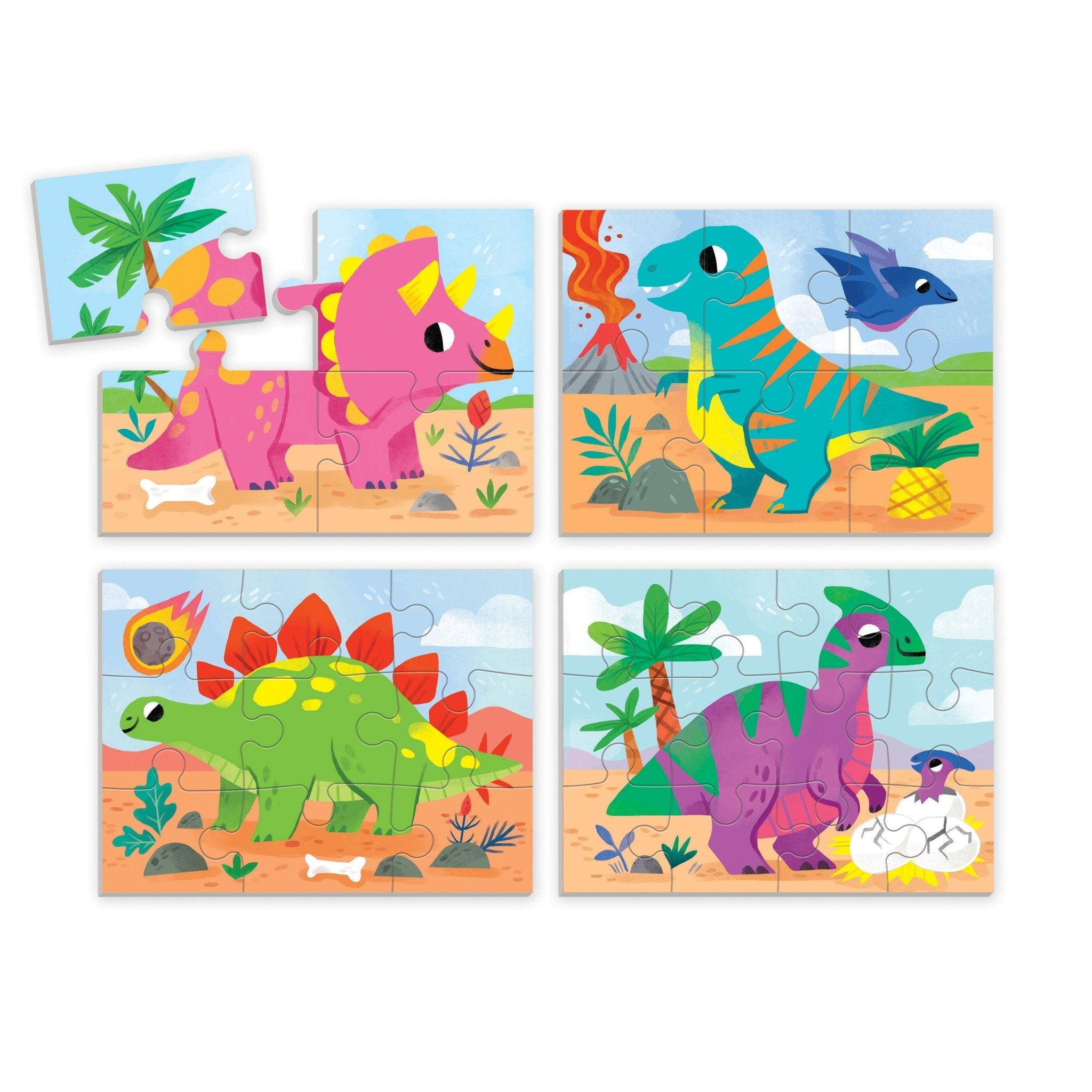 Dino Friends 4-in-a-Box Puzzle Set