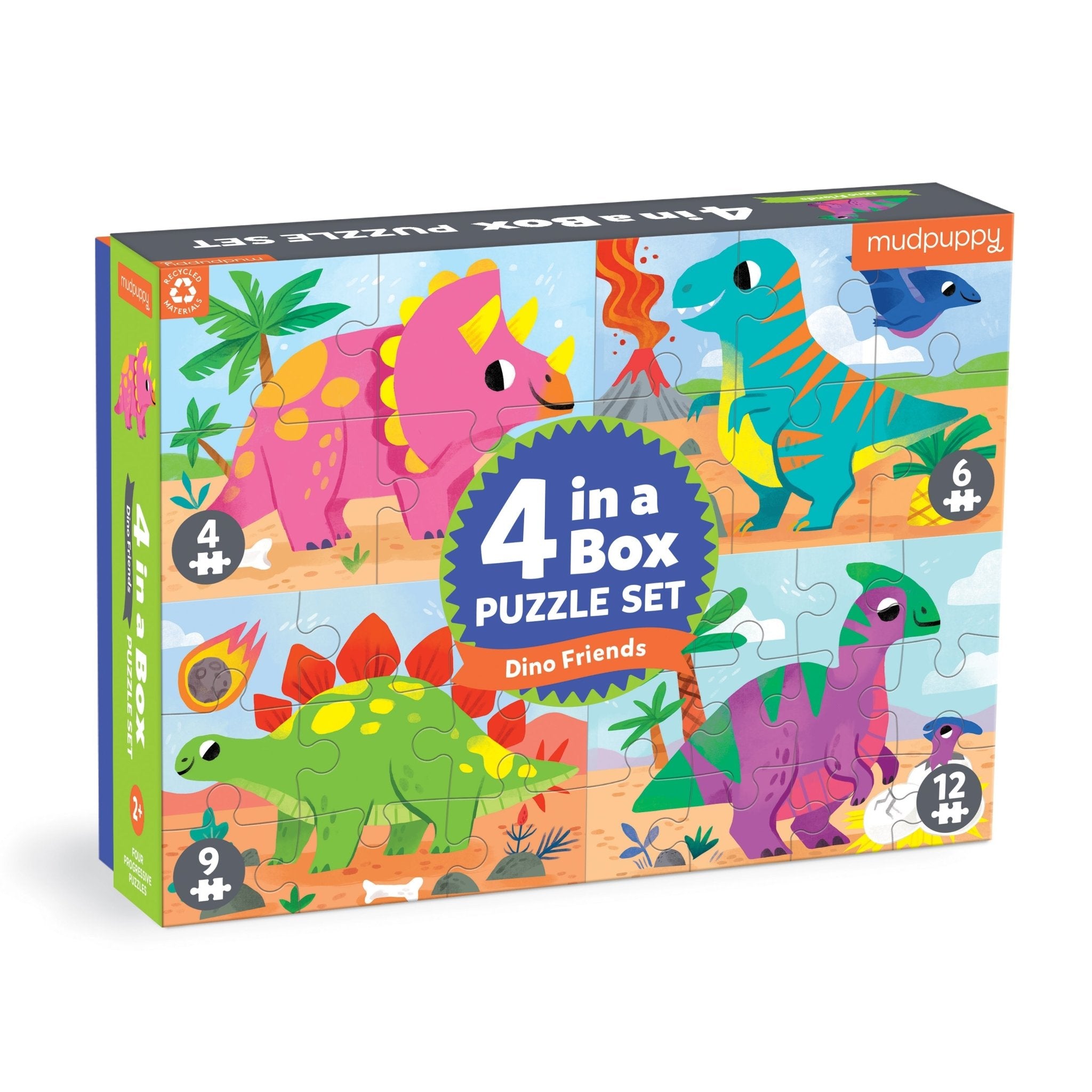 Dino Friends 4-in-a-Box Puzzle Set - Mudpuppy