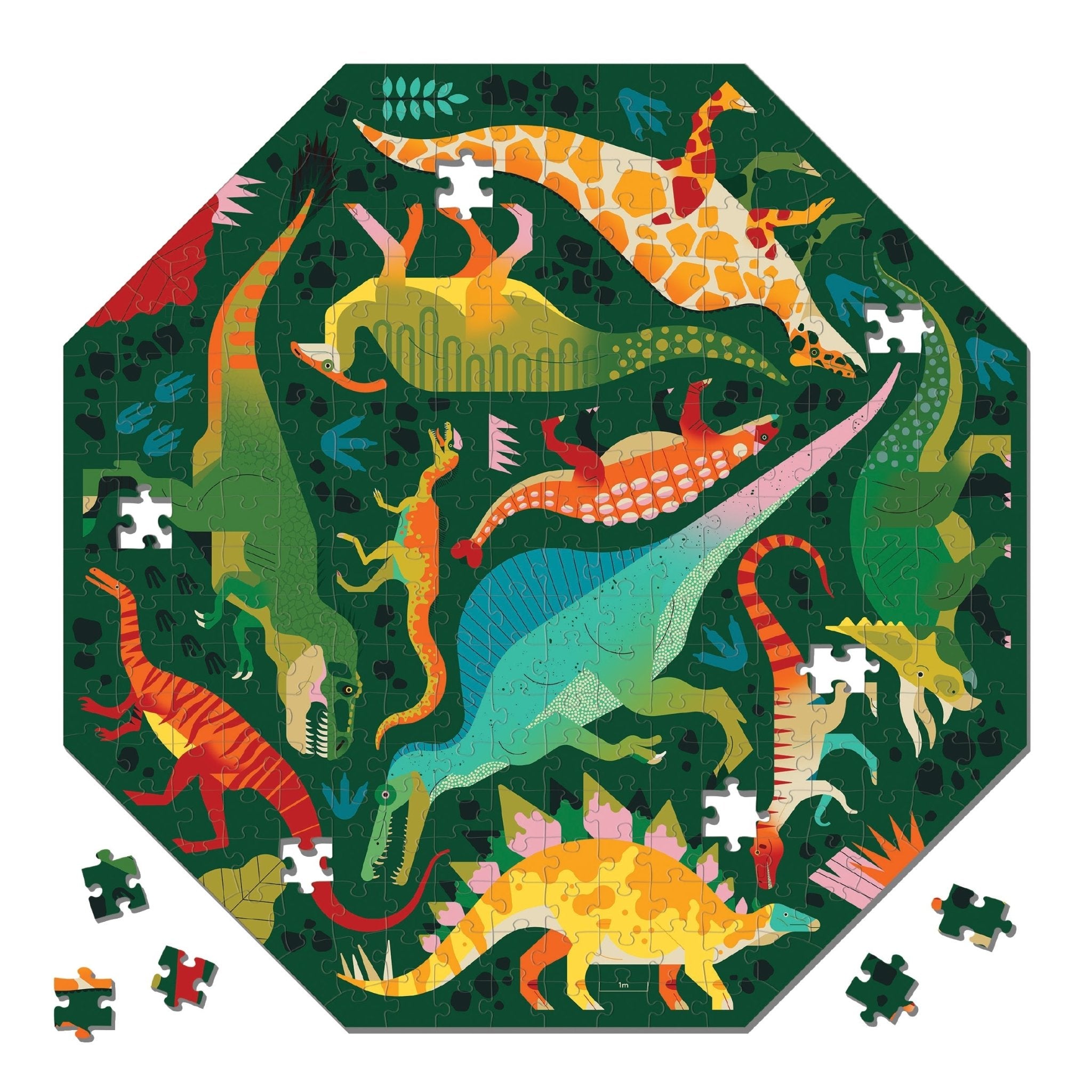 Dinosaurs to Scale 300 Piece Octagon Shaped Puzzle - Mudpuppy