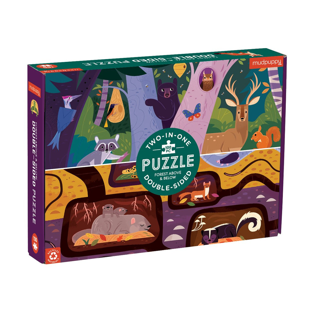 Forest Above & Below 100 Piece Double-Sided Puzzle - Mudpuppy