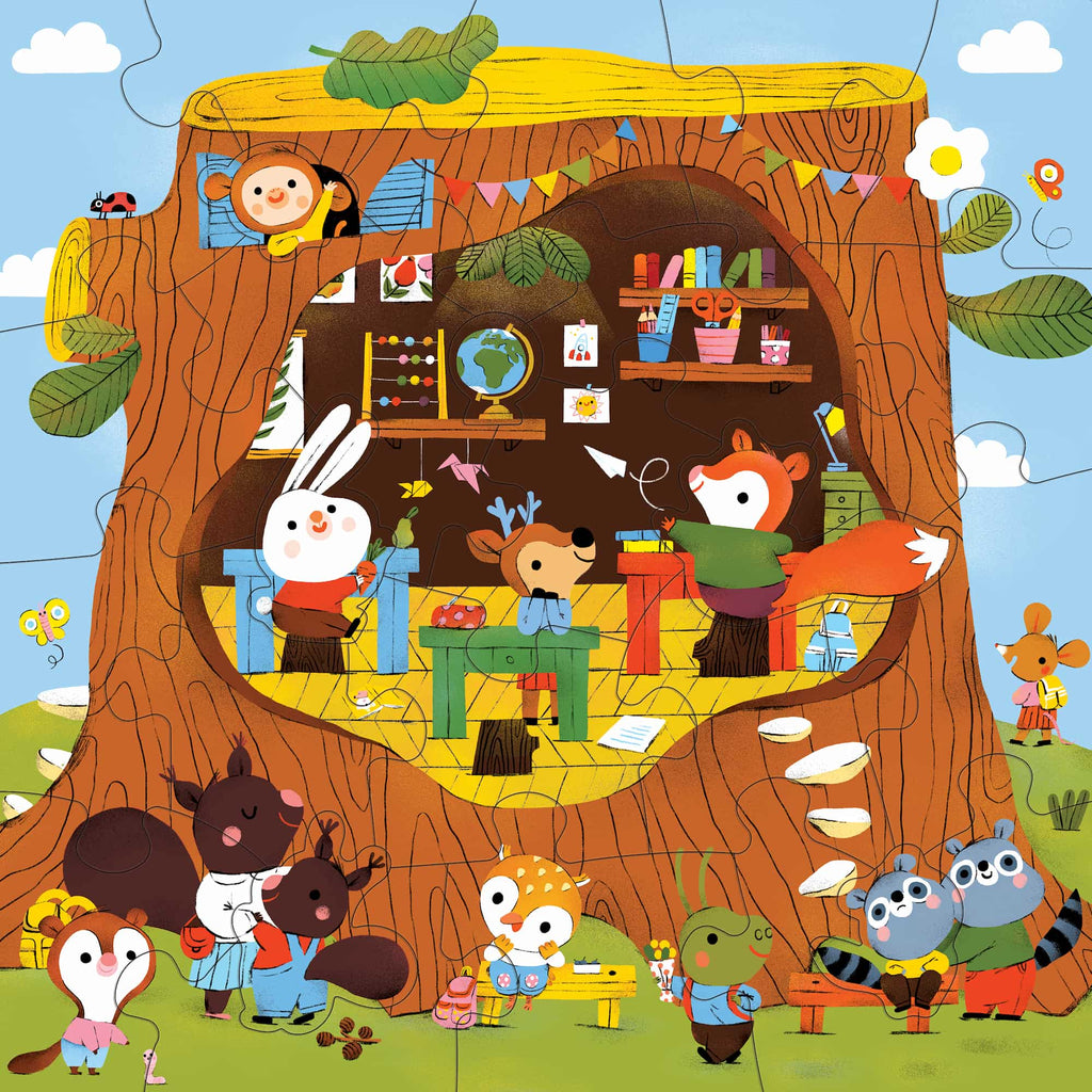 Forest School 25 Piece Floor Puzzle with Shaped Pieces - Mudpuppy