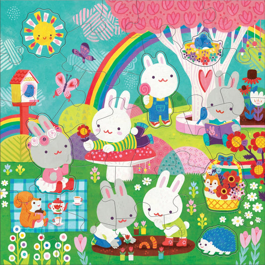 Garden Bunnies 25 Piece Floor Puzzle with Shaped Pieces - Mudpuppy