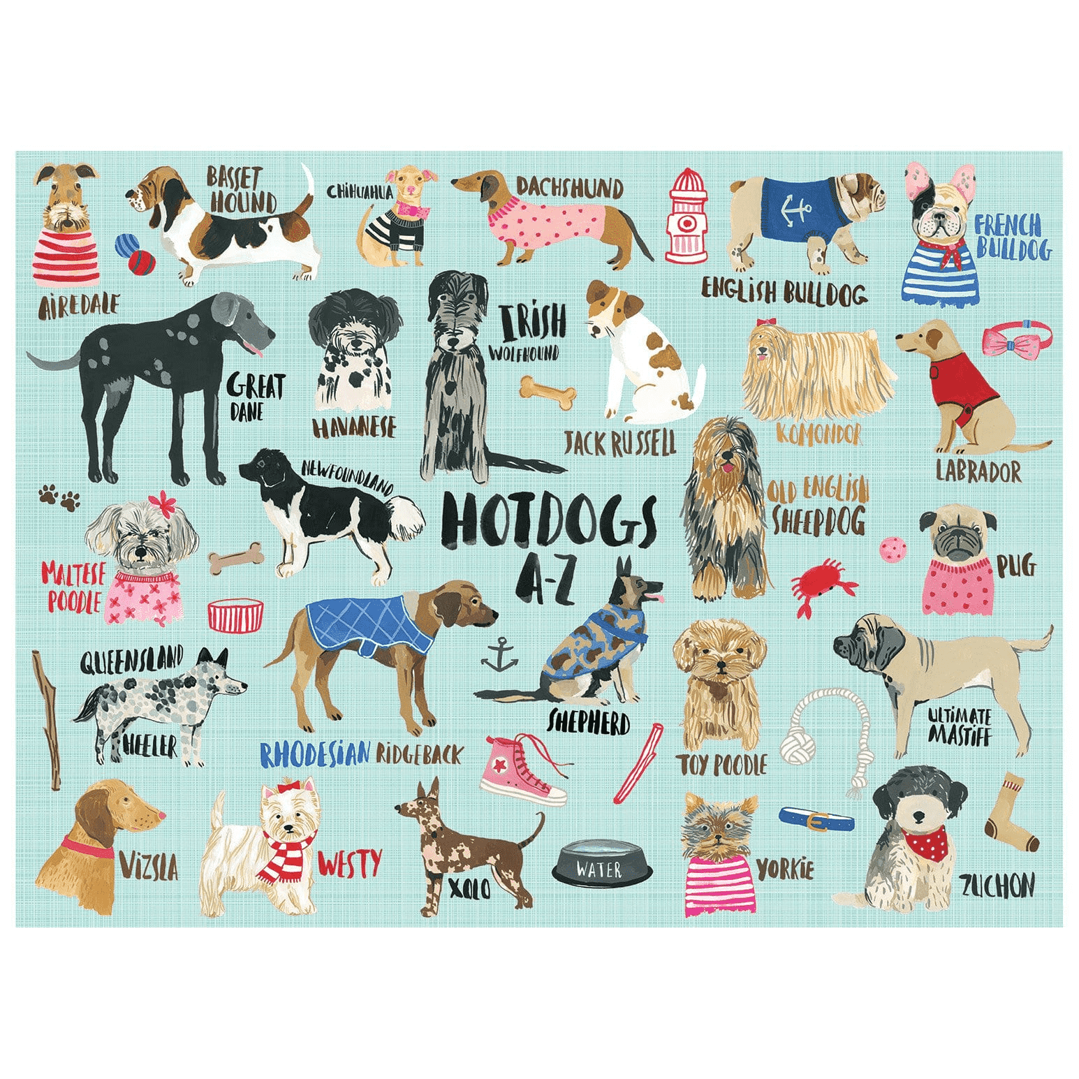 Hot Dogs A-Z 1000 Piece Family Puzzle - Mudpuppy Hot Dogs A-Z 1000 Piece Family Puzzle - Mudpuppy