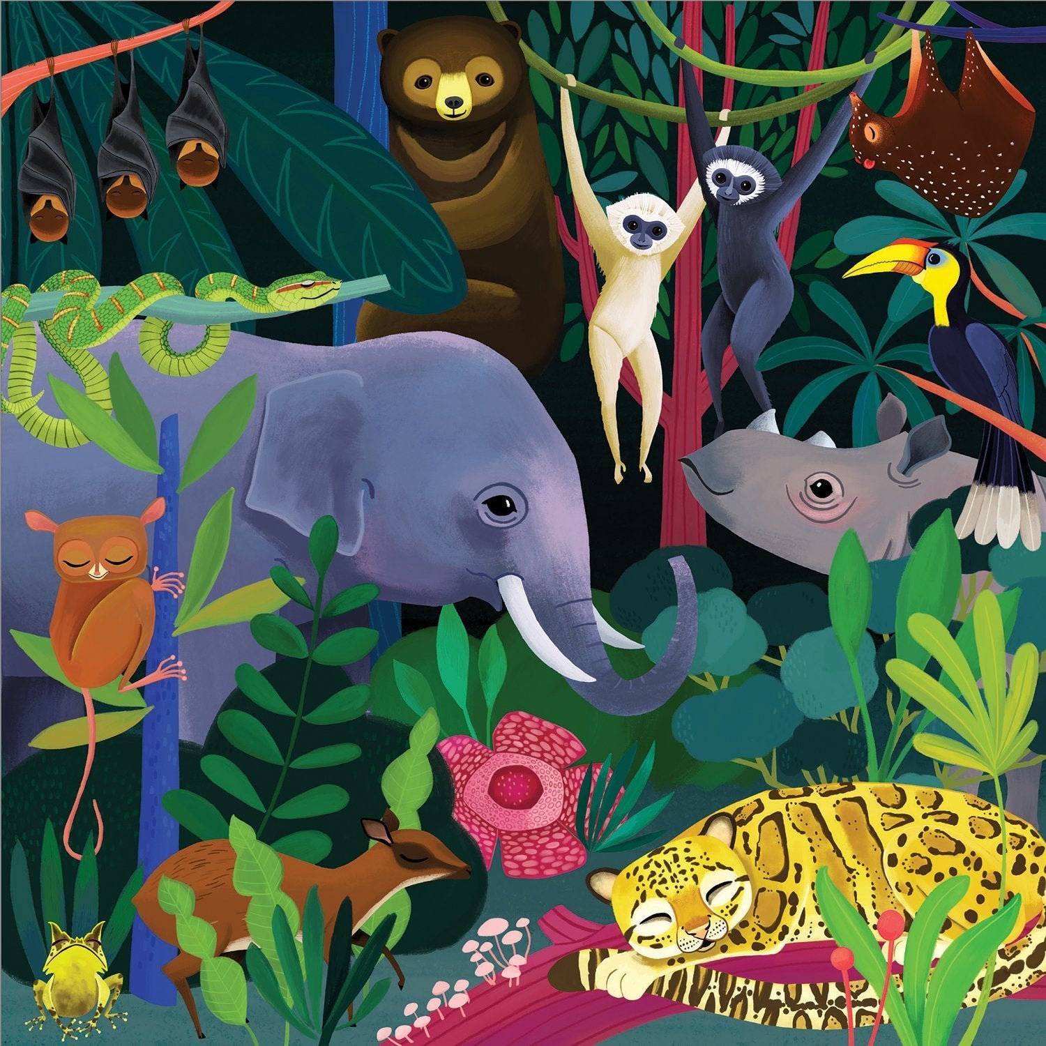 Painted Safari 500 Piece Family Puzzle - Featuring Lions, Zebras & Flamingos, 20x20 Inches, Ages 8+