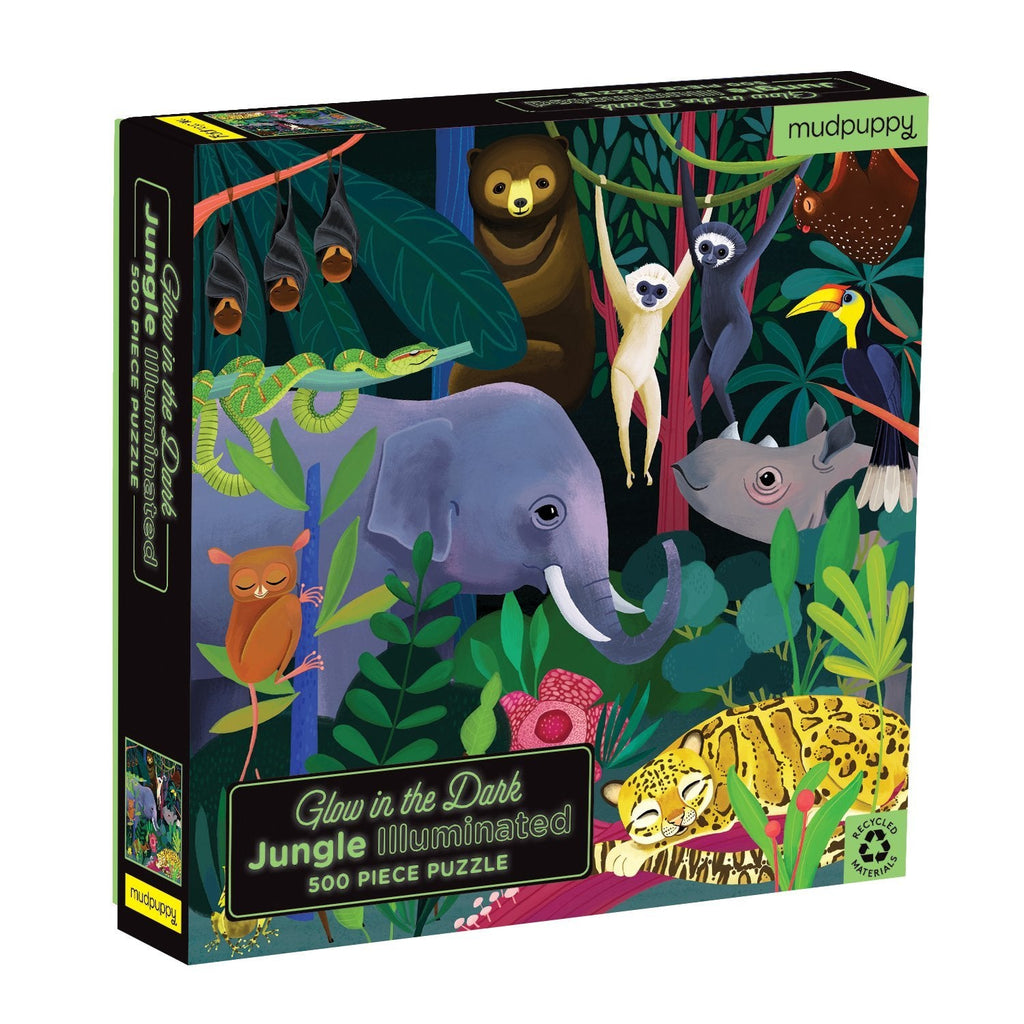 Jungle Illuminated 500 Piece Glow in the Dark Family Puzzle - Mudpuppy