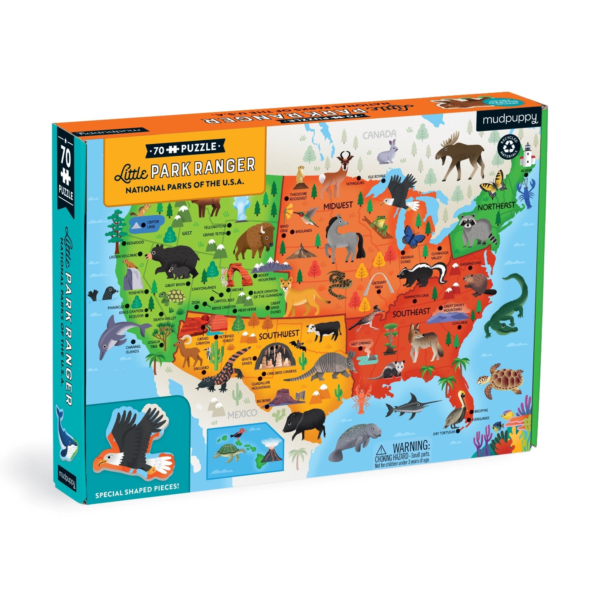 Little Park Ranger National Parks Map of the U.S.A. Geography