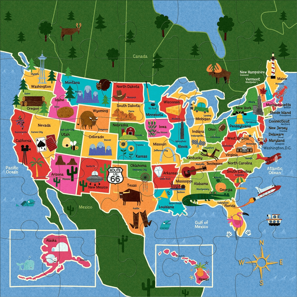 Map of the U.S.A. Jumbo Puzzle - Mudpuppy