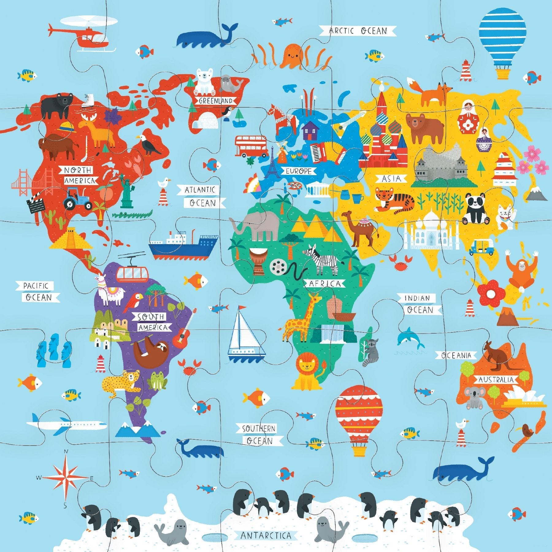 Mudpuppy - Map of The World Jumbo Puzzle