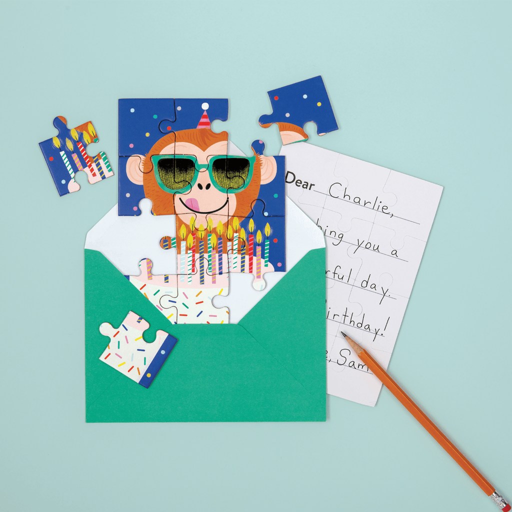 Monkey Cake Greeting Card Puzzle - Mudpuppy