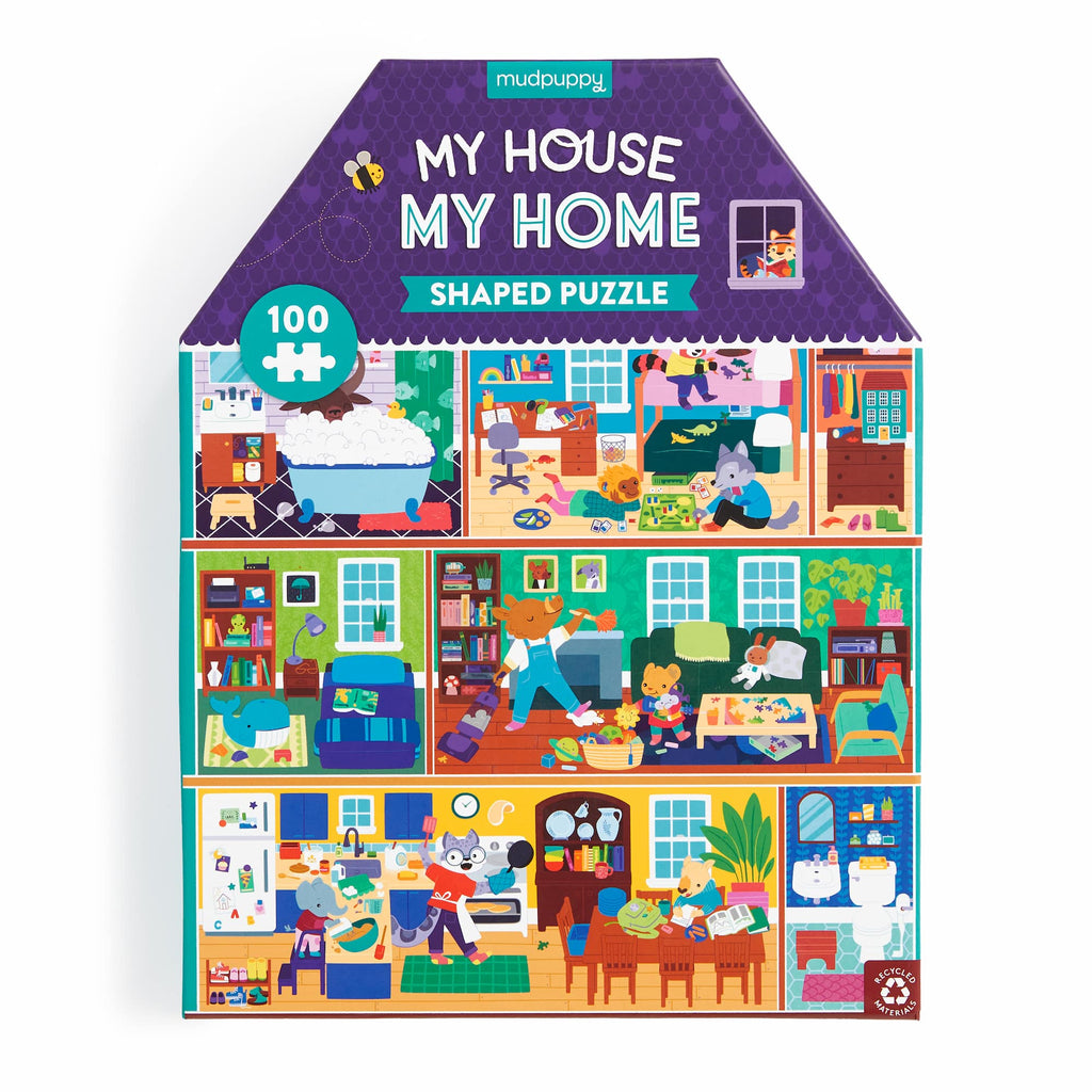 My House, My Home 100 Piece House-Shaped Puzzle - Mudpuppy