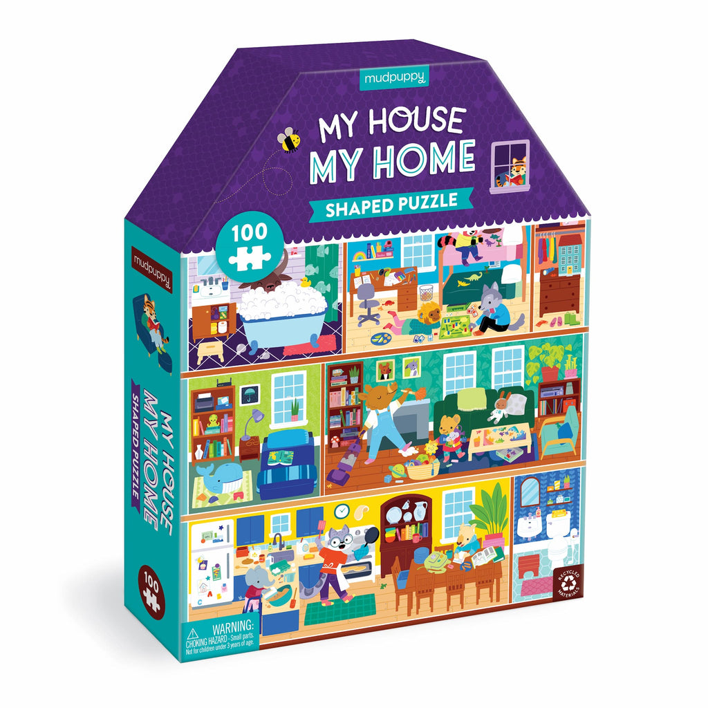 My House, My Home 100 Piece House-Shaped Puzzle - Mudpuppy