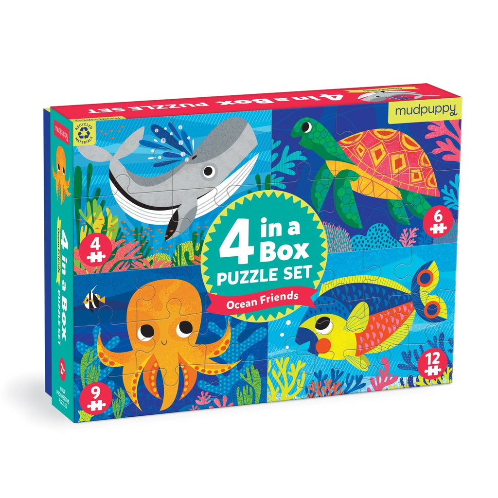 Ocean Friends 4-in-a-Box Puzzle Set - Mudpuppy