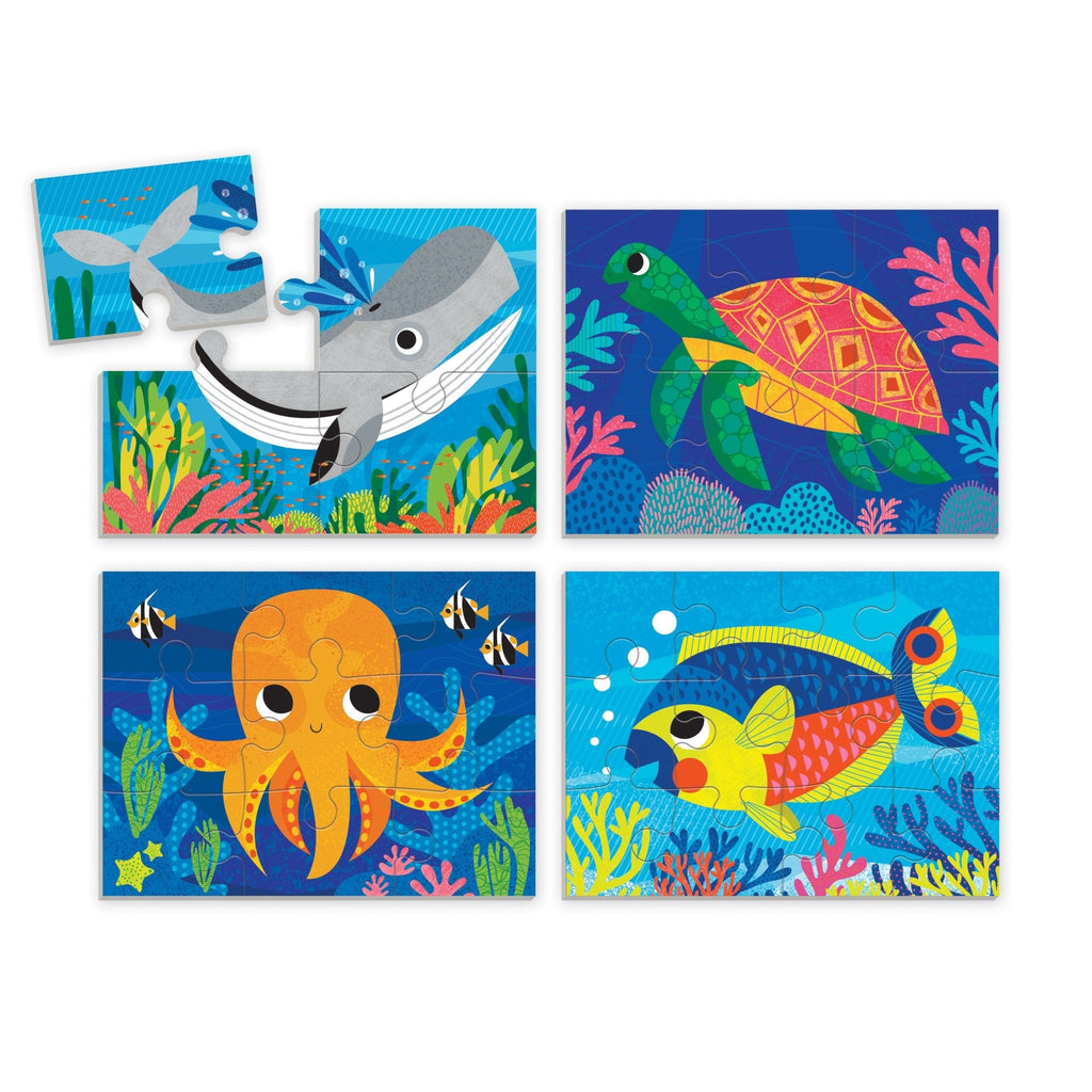 Ocean Friends 4-in-a-Box Puzzle Set - Mudpuppy