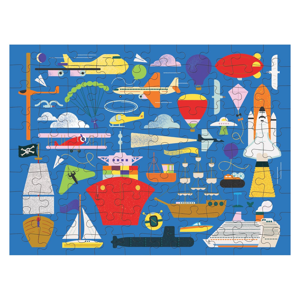 On the Move 100 Piece Double-Sided Puzzle - Mudpuppy
